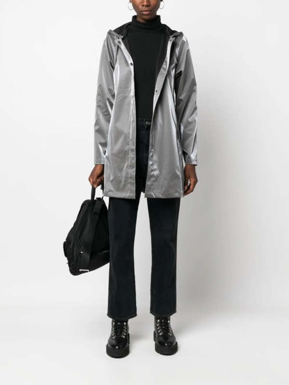 RAINS A-Line Jacket W3- Metallic Grey Small NWT MSRP $140